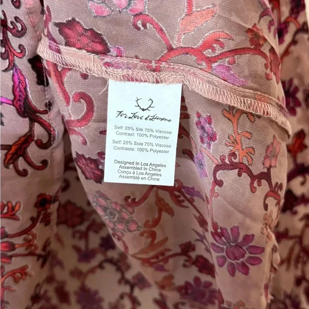 For Love & Lemons Floral Velvet Burnout Top – Size L - Picture 4 of 7